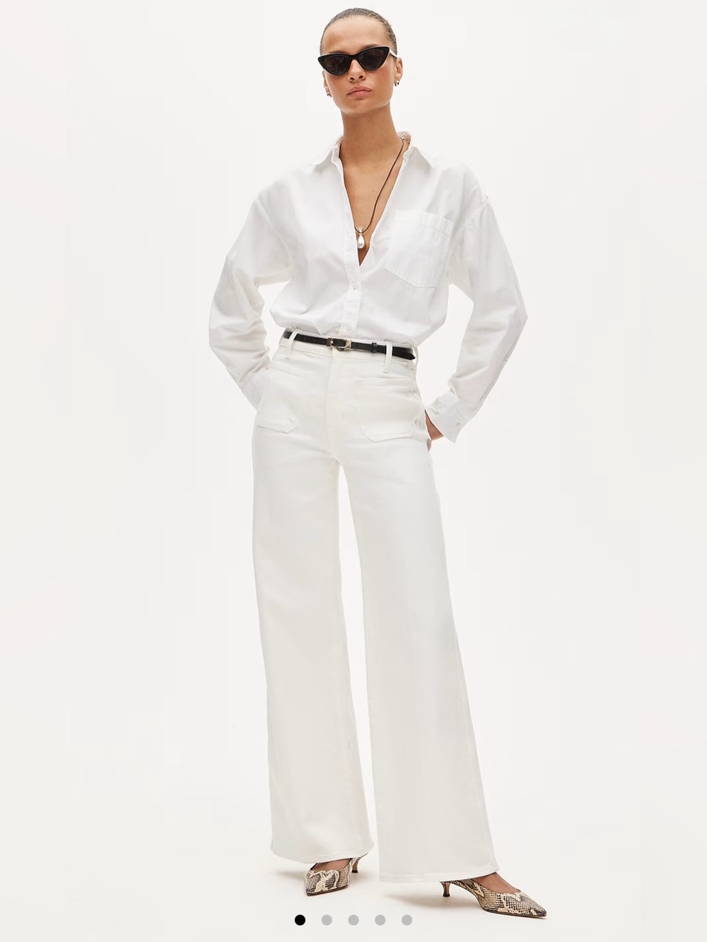 NWT J.Crew White Denim Trouser High Rise Wide Leg Patch Pocket Jeans 32T